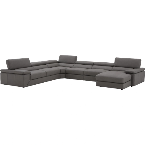 Kobe Sectional Sofa with Right Facing Chaise in Truffle Leather